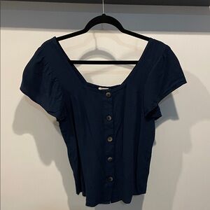 Universal Thread Dark Blue Button-Up Blouse